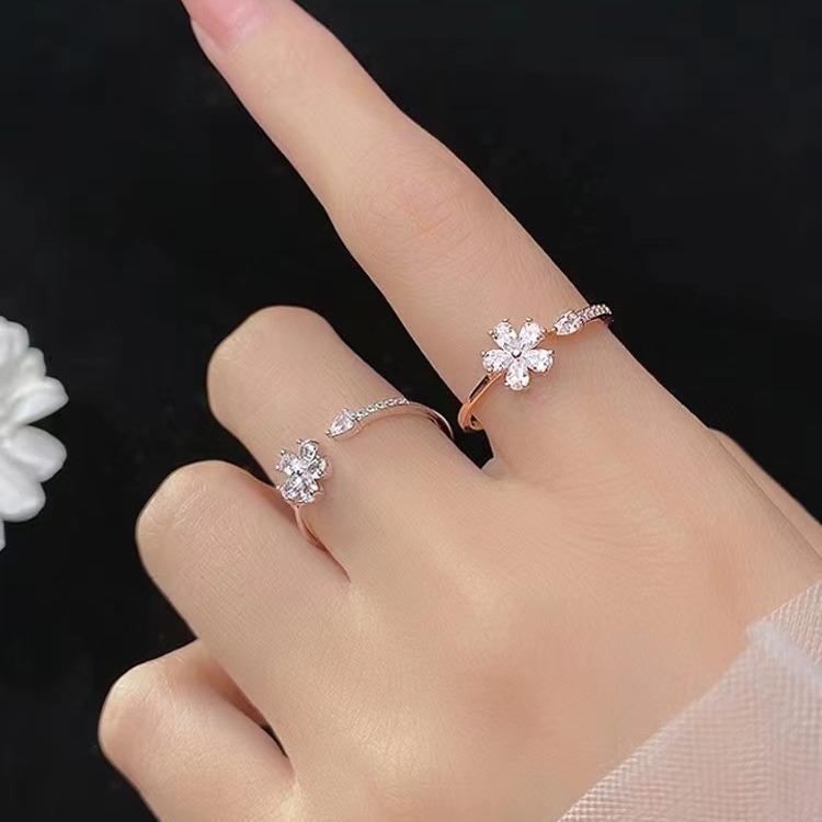 Korean Lucky Grass Flower Fashion Personalized Five Leaf Ring
