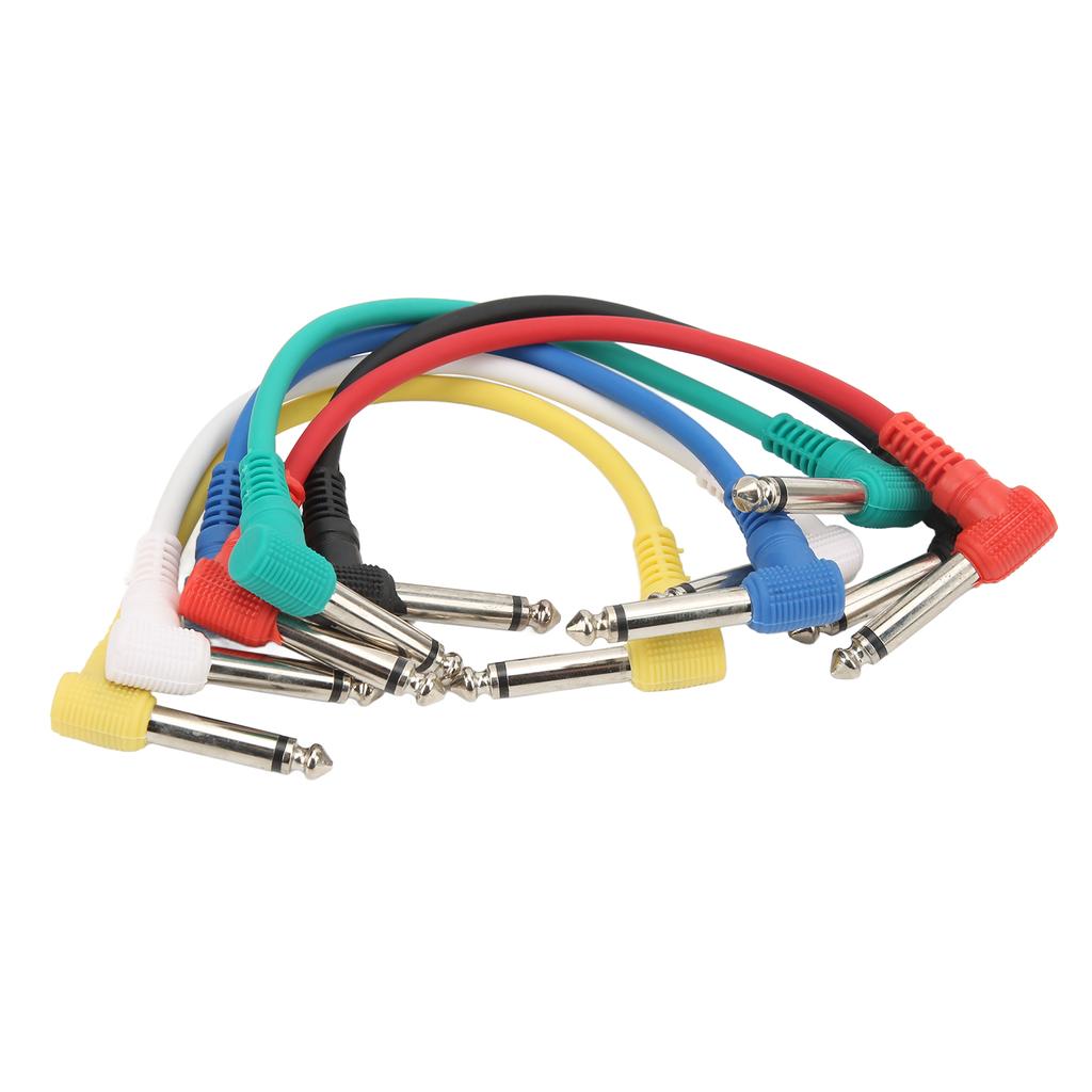 6Pcs Guitar Effect Cable Right Angle Universal Instrument Patch Cables for Pedals 6.35mm