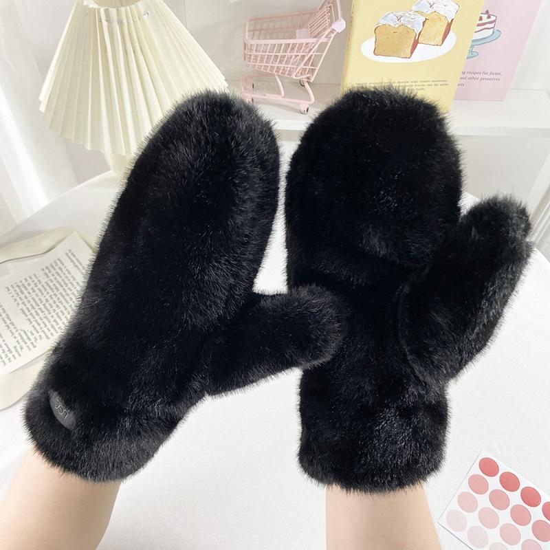 Winter New Thickened Plush Warm Gloves Fashionable Simple Solid Color Thermal Cold Weather Handwear
