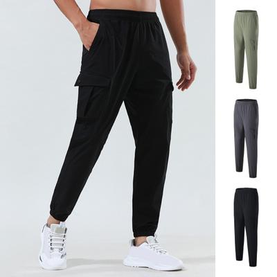 Herrenhose Elastischer Bund Schnelltrocknend Locker Einfarbig Taschen Dehnbar Alltagskleidung Lässig