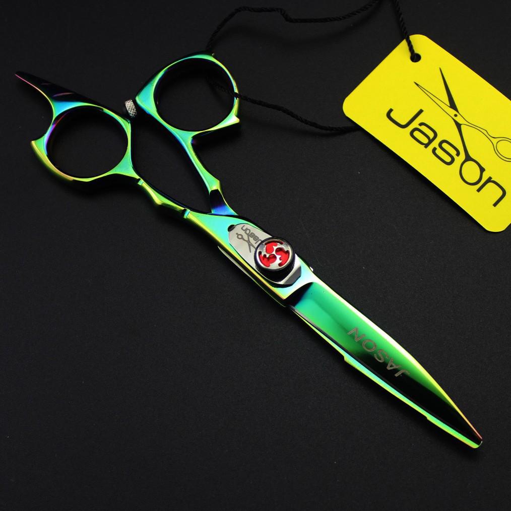 JASON 5.5 Personalized Green Hairdressing Scissors - Barber Straight Shears HC-01 Straight Cut