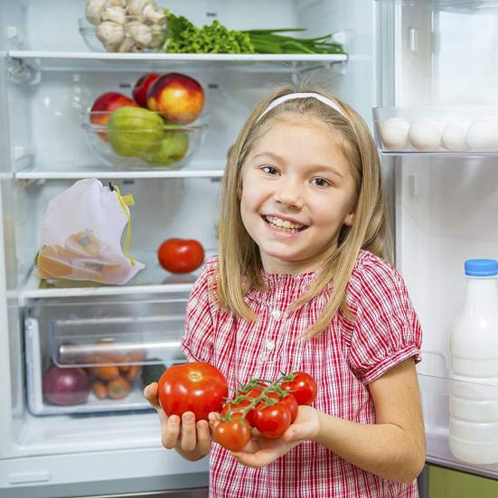 5 szt. Wielokrotnego użytku Siatkowe Torby na Warzywa i Owoce ze Sznurkiem Zamykanym Można Prać Lekka Saszetka