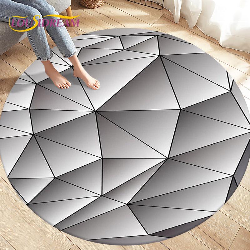 Tappeto per area illusione visiva geometrica astratta 3D Tappeto grande, rotondo per soggiorno, camera da letto, divano, decorazione, tappetino antiscivolo