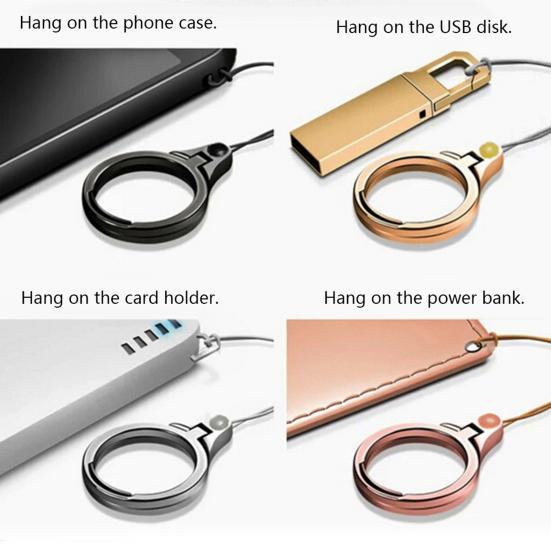 2 In 1 Metal Cell Phone Lanyard Finger Ring Multifunction Mobile Phone Holder
