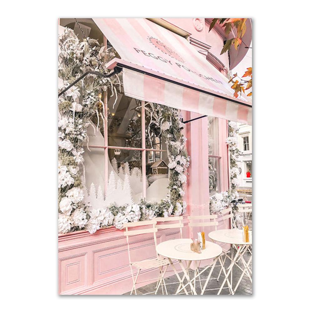 Pink Modern City Wall Art Plakát Tisk Květina Balón Móda Pařížská věž Obraz na plátně Dekorace Obraz pro domácí dekoraci