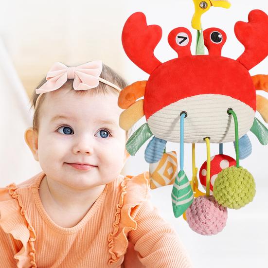 Car Seat Toy Baby Crab Pull Toy Soft Cloth Activity Toy Clip-on