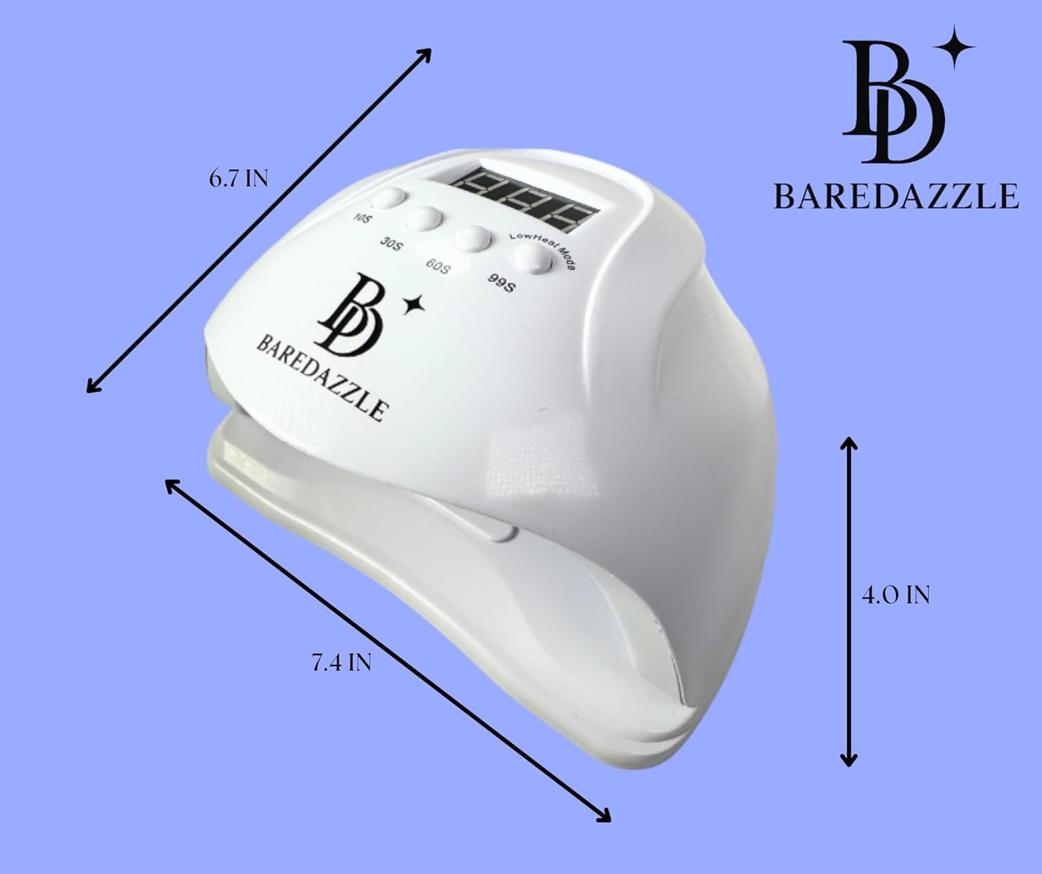 

120W UV LED Nail Lamp - Gel Nail Dryer with 4 Timers, LCD Display, Auto Sensor, Low Heat Mode, 36 LEDs - BAREDAZZLE United States