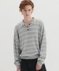 DNSR Striped Crop Collar Knit Gray