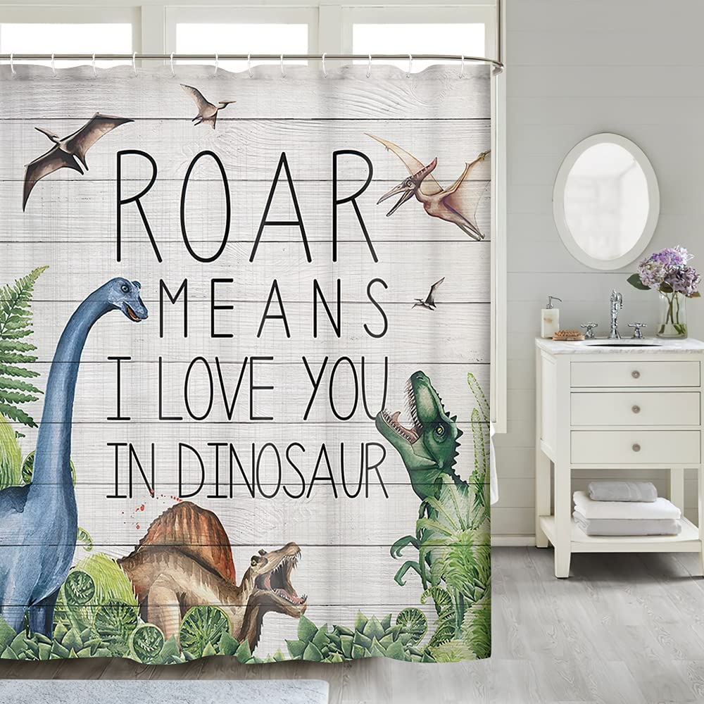Dinosaur Shower Curtain Bath Waterproof Curtains For Living Room Luxury Set Screen Bathroom Accessories Sets