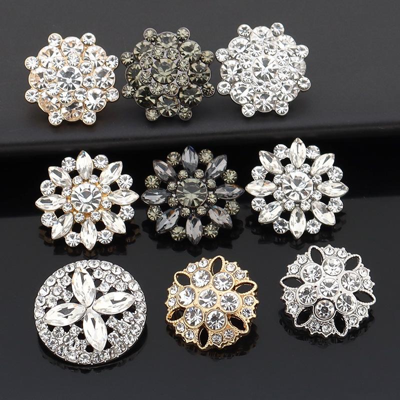 5 Stück High-End Metall Diamantenbesetzte Mantelknöpfe Kinder Pelzknöpfe Nerzknöpfe Mode Blütenblatt Strassknöpfe