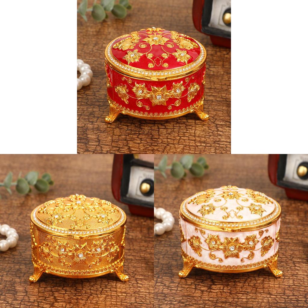 Vintage Creative Jewelry Box With Flower Design For Wedding Gift And Travel Storage