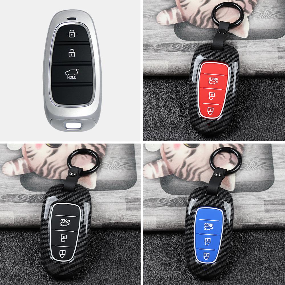 Abs Carbon Fiber Car Key Cover Case For Hyundai Tucson Hybrid Nexo Nx4 Grand Santa Fe Solaris Sonata    Accessories
