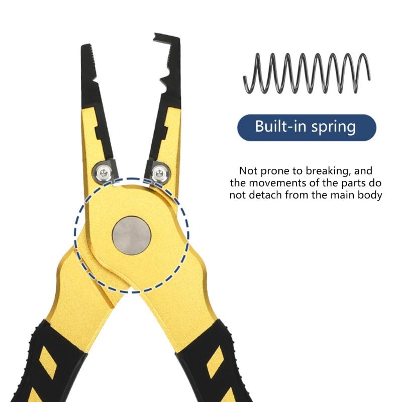Fishing Plier Fishing Multitool Pliers Multifunction Braided Fishing Line Cutter Rings Opener with Sheath Coiled Lanyard