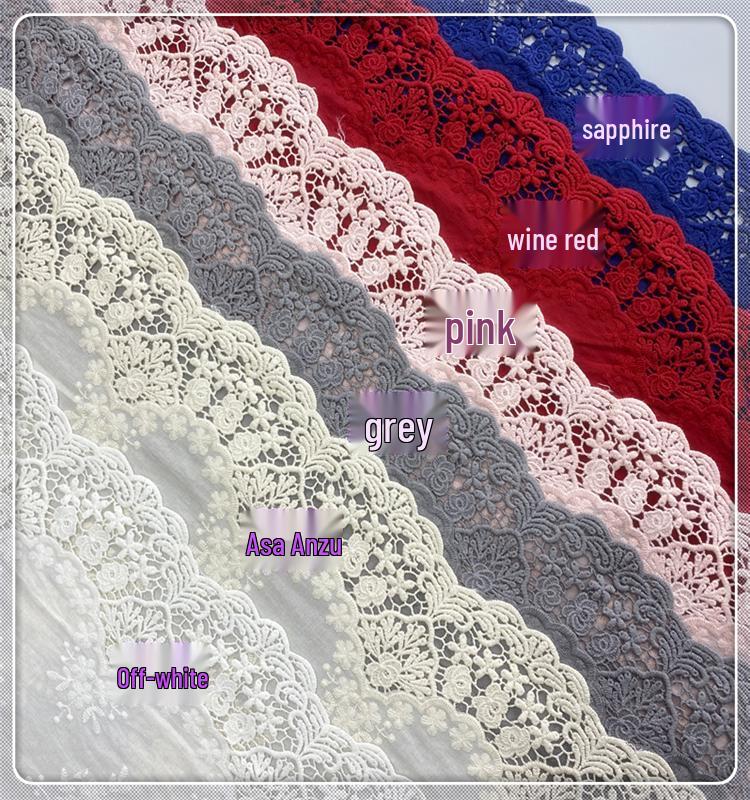 36cm Wide Embroidered Cotton Lace Trim for Lolita-Style Clothing & Curtain Decoration