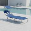 Camp Bed Sturdy Portable Lounge Chair with Sun Cover for Camping, Waterside