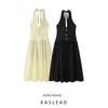 Kaslead New Arrival Women's Clothing Fashion Style Fashion Silm Hanging Collar Long Patchwork Dress