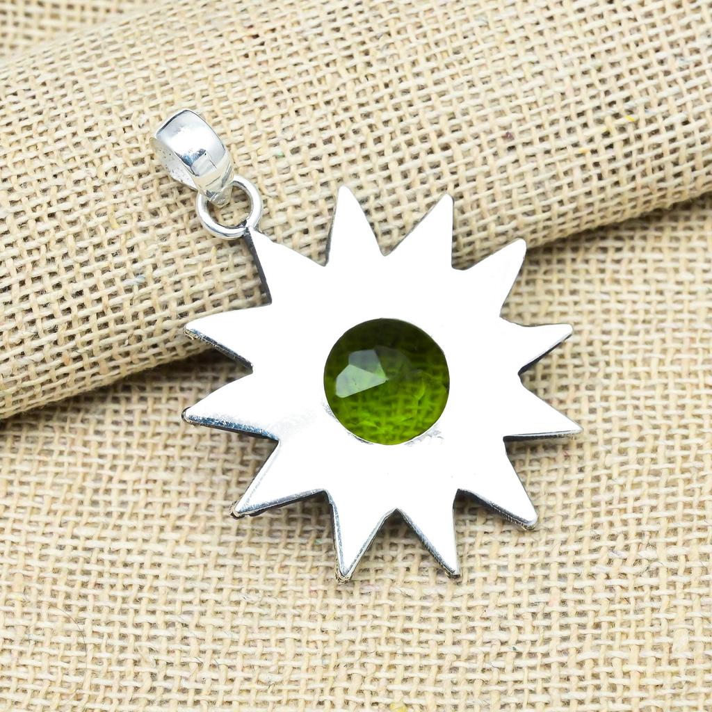 Peridot Gemstone 925 Sterling Silver Handmade Dainty Pendant Memorial Jewelry For Gift