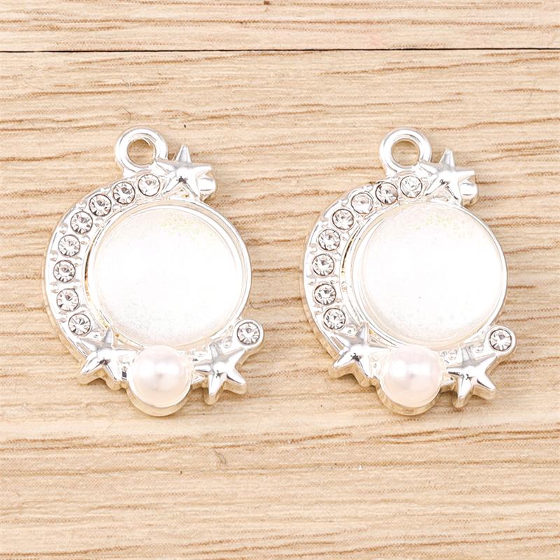 5pcs 14x20mm Elegant Colorful Crystal Moon Charms Pendants for Jewelry Making Drop Earrings Necklaces Bracelets DIY Crafts Gifts