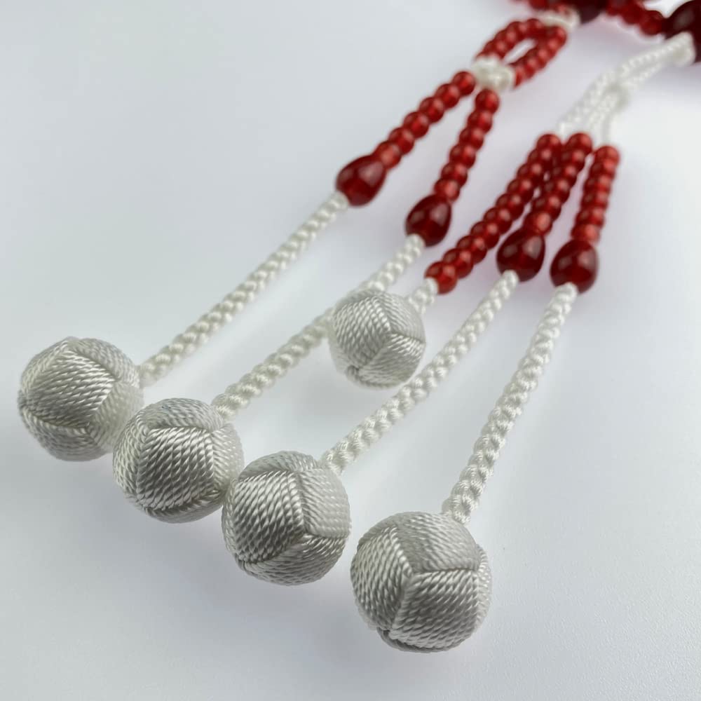 Myorenka Soka Gakkai Prayer Beads Black and Red PC 1 Shaku Medium Juzu Beads and Juzu Case Set with Odamaki Bonten SGI Prayer 0 Shaku Beads and White