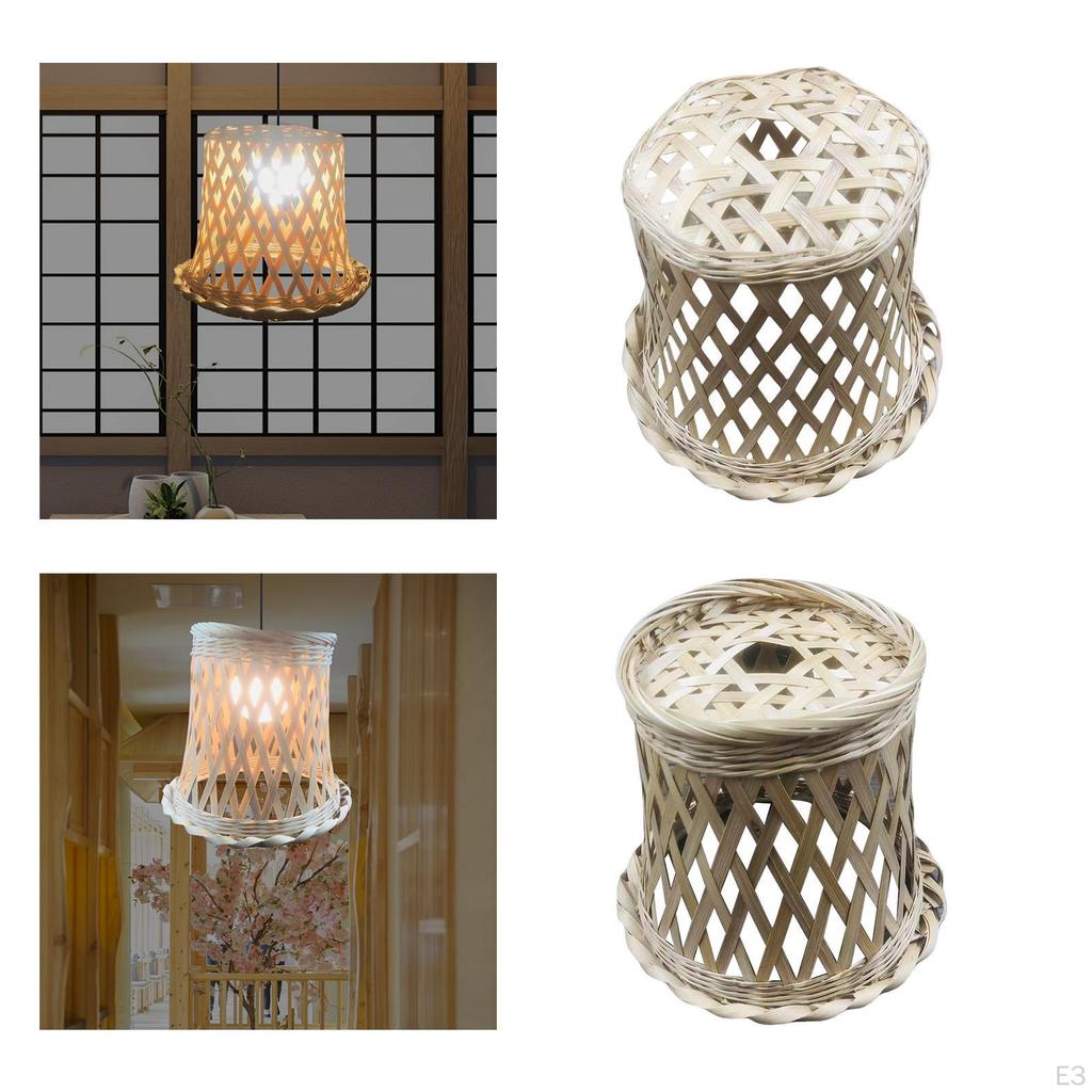 Bamboo Lamp Shade Cover Hanging Pendant Light Fitting Minimalistic Decorative for Ceiling