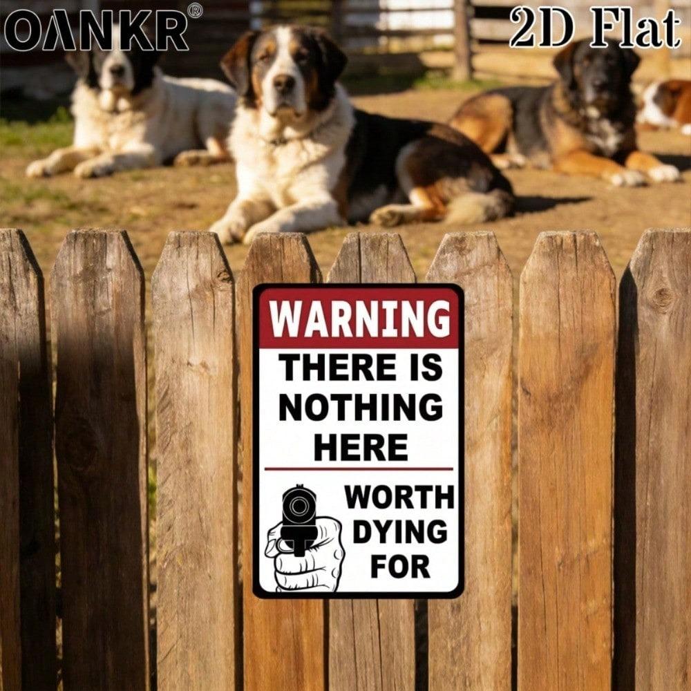 Vintage Warning Metal Tin Sign 12x8 Inch Retro Gun Poster Plaque, Rustic Man Cave Home Wall Decor, Farm Garden Fence Art Decor