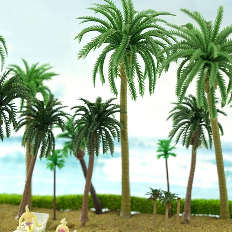 20Pcs Architectural Sandbox Decors Plastic Coconuts Palms Tree Miniature Figurine Scenery Landscape Design Accessories