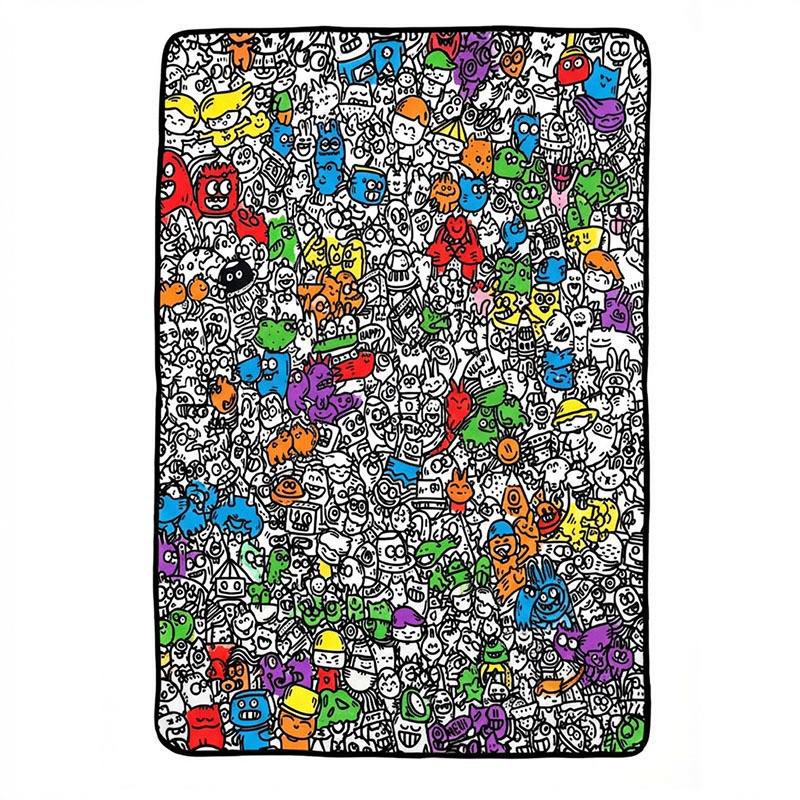 Cross-border Creative DIY Hand-painted Cartoon Graffiti Blanket - Handmade Coloring Decompression Bedroom Blanket.