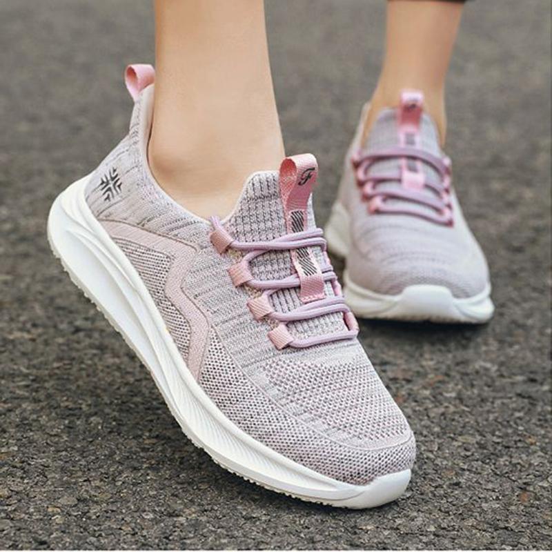 Spring Walking Shoes Female Ultra-light Soft Bottom Non-slip Comfortable Middle-aged Casual Fly Weaving Sports Women's Shoes