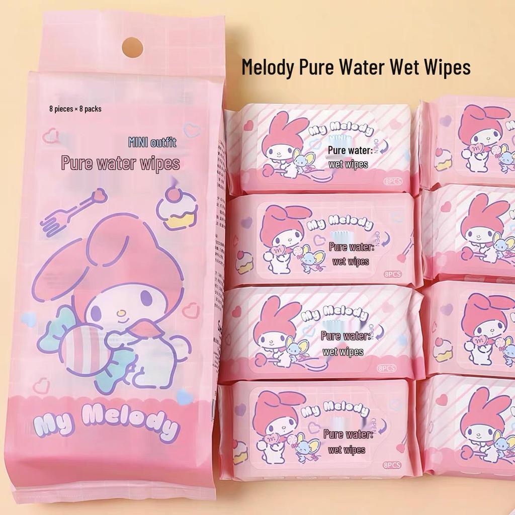 Hello Kitty Mini Wet Wipes - Portable Hand & Mouth Cleaning Bag
