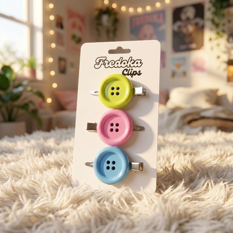 Y2K Styles Button Hair Clips Cute Girls Hair Clip 6Cm Plastic Button Barettes Clips Party Hair Subcultural Decoration