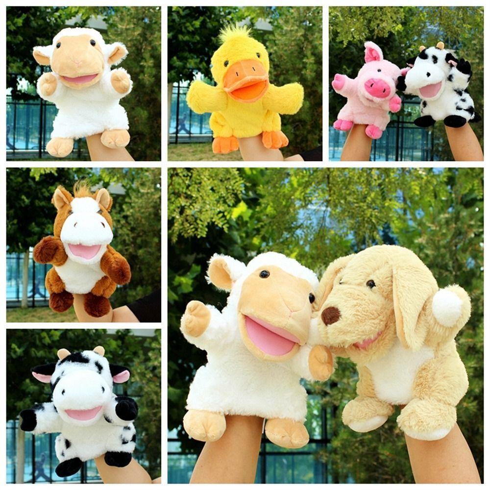 Animal Hand Puppets with Movable Open Mouths Cow Duck Pig Dog Horse Sheep