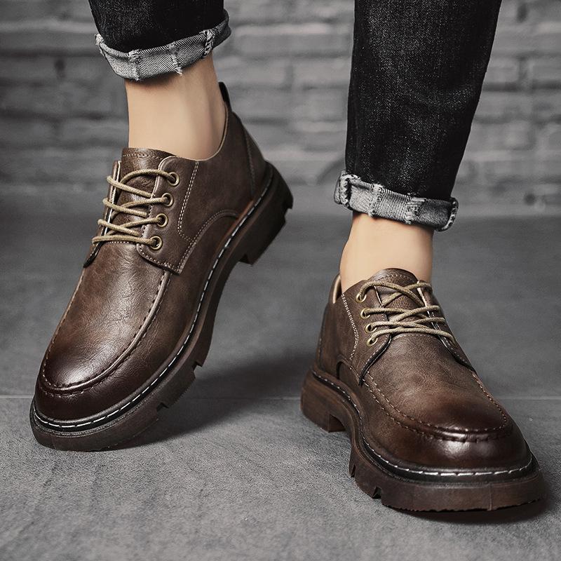 Leather Shoes Men'S Old Style Polished Retro Tooling Shoes Business Dress Casual Light Man Board Shoes Men