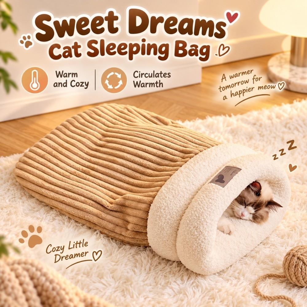 Removable Pet Cave Bed Washable Pet Sleeping Sack Durable Cat Sleeping Bag for Small Dogs