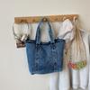Korean Dgdaemun Fashi Denim Tote Bag Trendy Mom Casual and Minimalist Shoulder Bag with Studs Fashi Versatile Commute Bag
