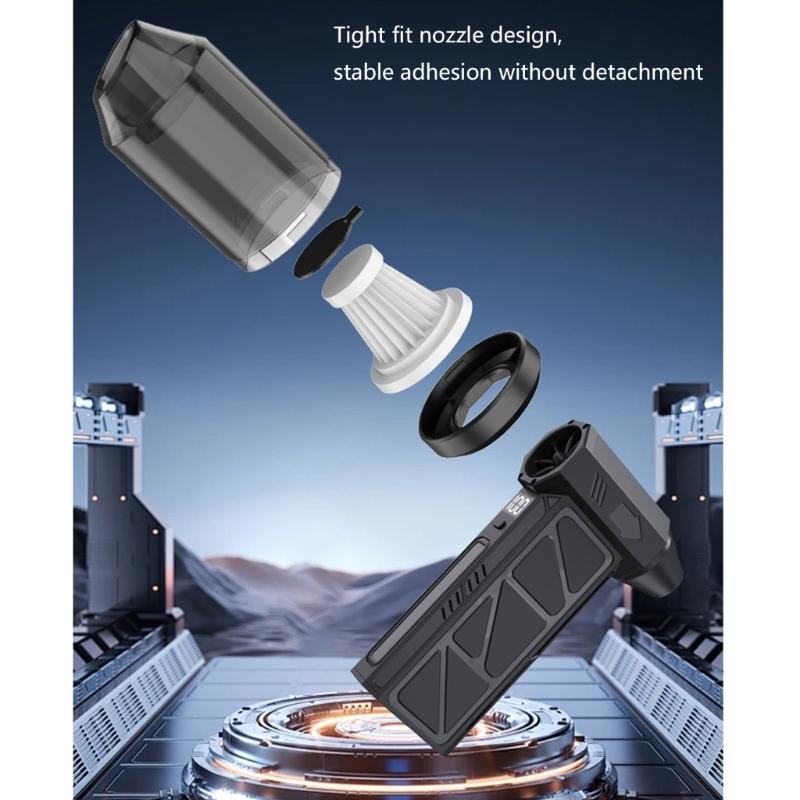 Portable 130000RPM Handheld Blower Fan Featuring LED Light Digital Display 4 Speeds for Camping Outdoor Activities