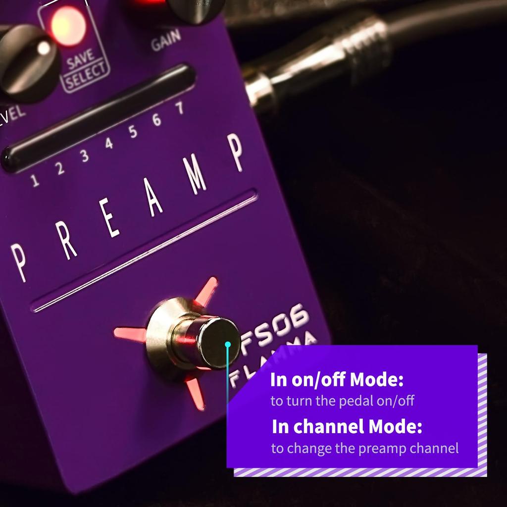 FLAMMA FS06 Digital Preamp Pedal Cabinet Simulation 7 Models Saveable Preset Slots Digital Preamp Pedal Built-in