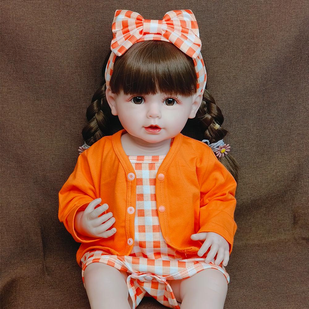 Bambola Reborn da 55 cm Ragazza del bambino Morbido Silicone per tutto il corpo Bella bambola da principessa rinata Giocattolo da bagno Real Touch per regali per bambini
