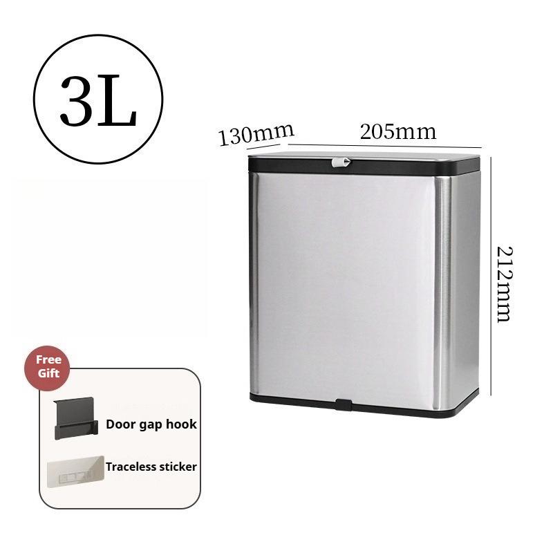 Kitchen Garbage Bin Stainless Steel Wall Mounted Trash Can with Lid 3L/8L 3L
