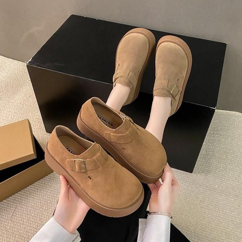 Fashion Thick Bottom Round Head Needle Buckle Plus Cotton Warm Fashion All Comfortable Non-slip Breathable Casual Women's Single Shoes