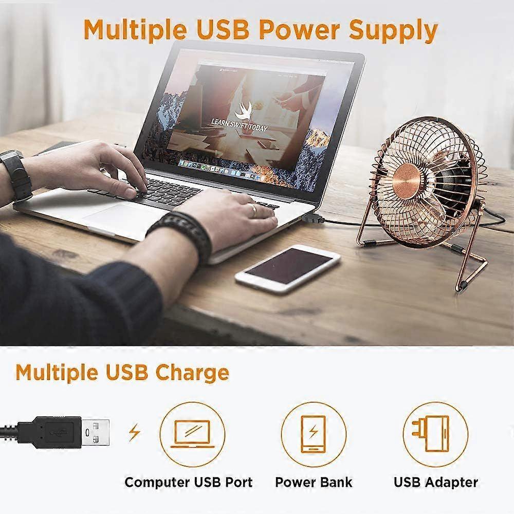 USB Desk Fan 5 Inch Desktop Silent Fan Air Circulator 2 Speeds 360 Rotation