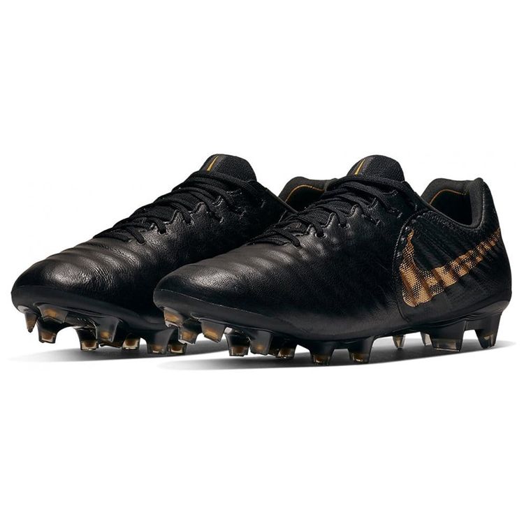 Nike Tiempo Legend 7 Elite FG Black Gold Men Sneakers Metallic-Vivid-Gold AH7238-077