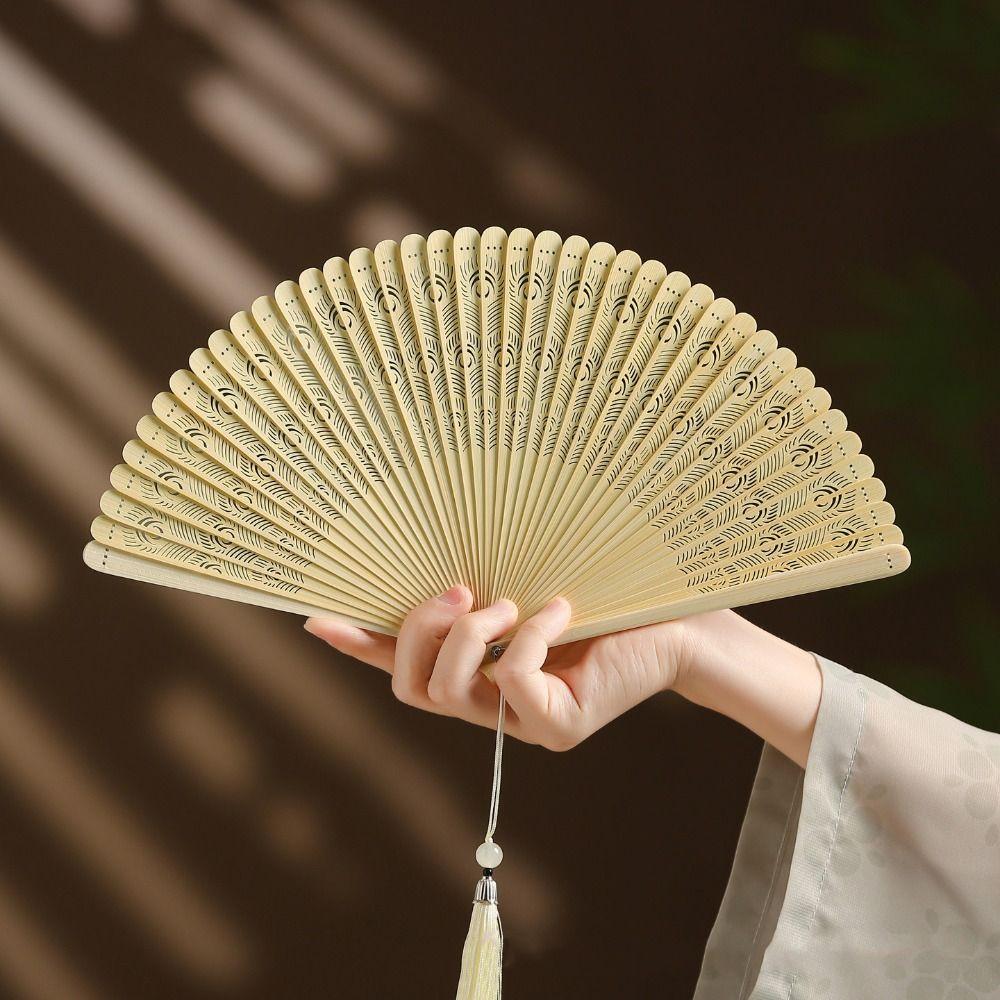Solid Color Tassel Folding Fan Portable Kimono Fan Fashion Folding Bamboo Fan Hanfu Accessories