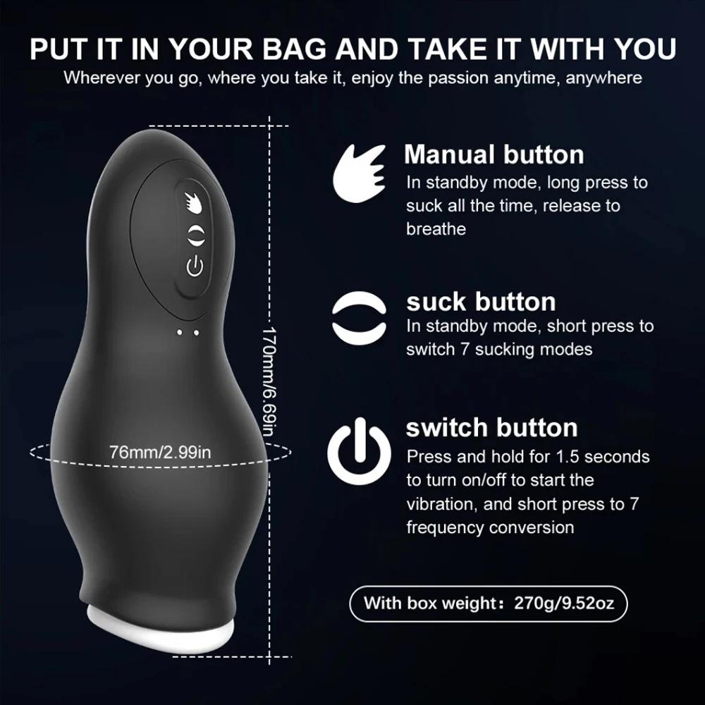 Masturbator For Men Automatic Sucking Male Machine Oral Penis Vibrator Sex Toy For Men Masturbation Cup Silicone Blowjob Machine