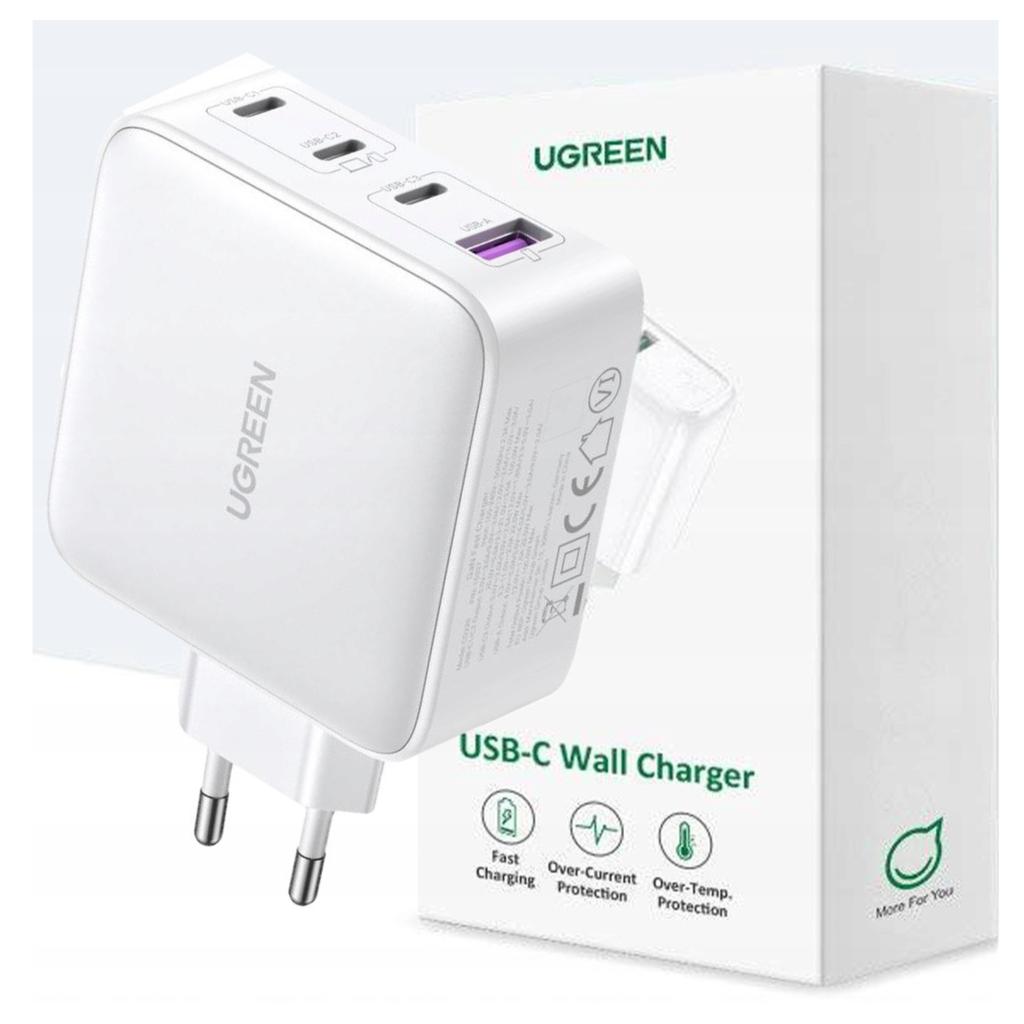 Ładowarka Sieciowa Ugreen 15337 Nexode, 3Xusb-C, Usb-A 3.0, Pd3.0, Qc4.0, Gan, 100W (Biała)