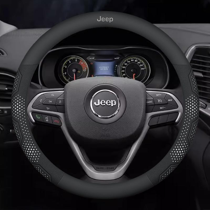 Car Carbon Fiber Leather AntiSlip Steering Wheel Cover Jeep Grand Cherokee Wrangler Renegade Patriot Commander Compass Gladiator