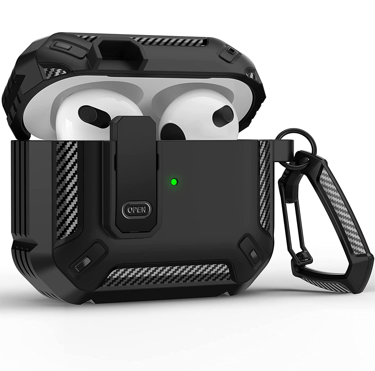 

Защитный чехол для Airpods Pro с замком Gen 3, прочный противоударный чехол в стиле милитари с брелком для Airpods 2 3, 2022