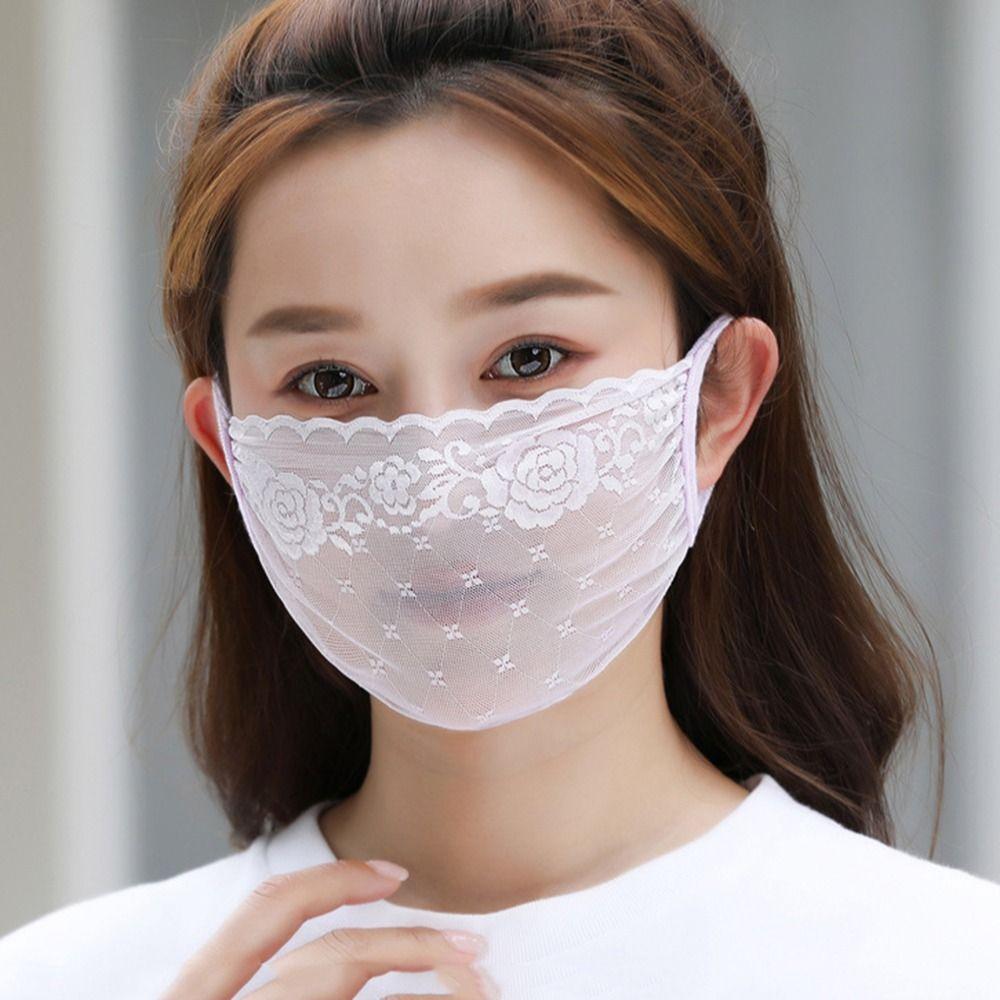 Ear Outdoor Solid Color UV Protection Fishing Sunscreen Mask Lace Mask Face Shield Face Cover