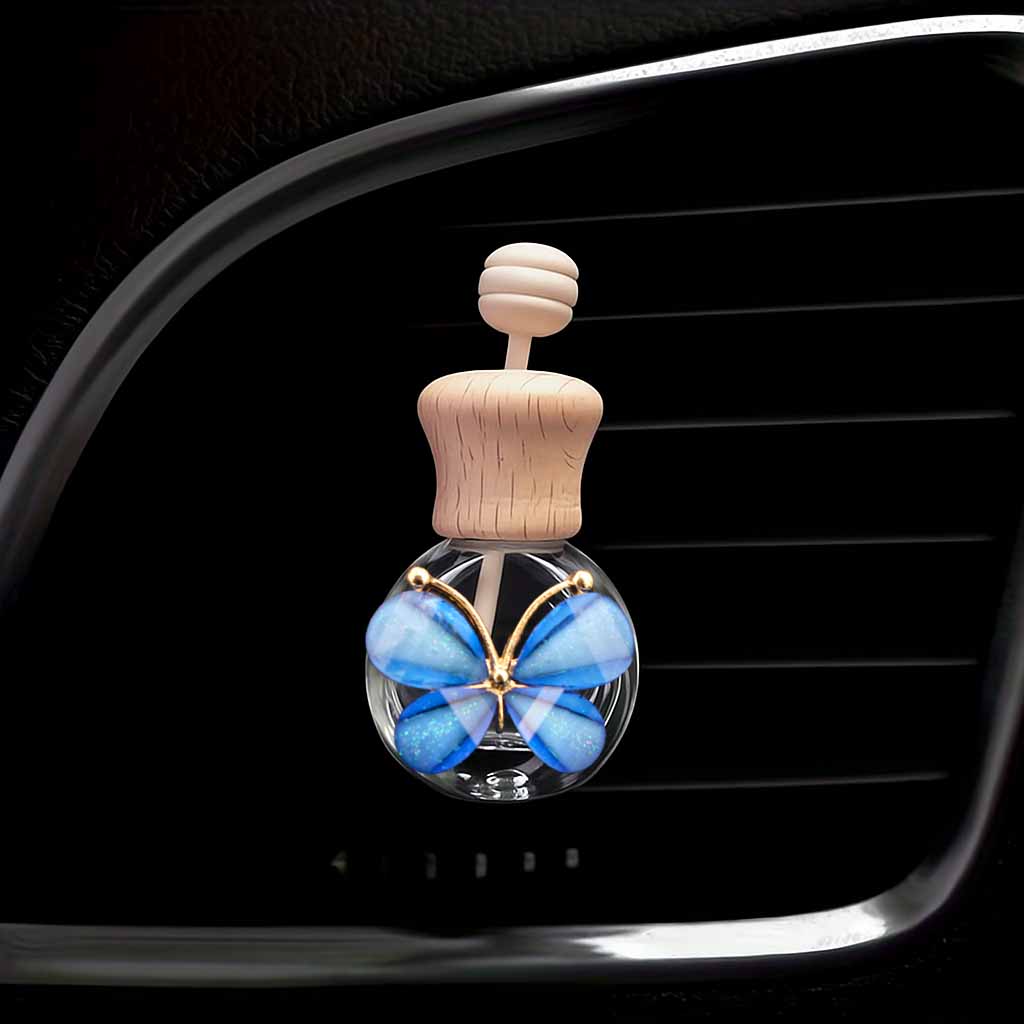 

1Pc Car Butterfly Glass Bottle, Reusable Car Essential Oil Diffuser, Empty Glass Bottle Pure Decoration Car Accessories Shenlanse