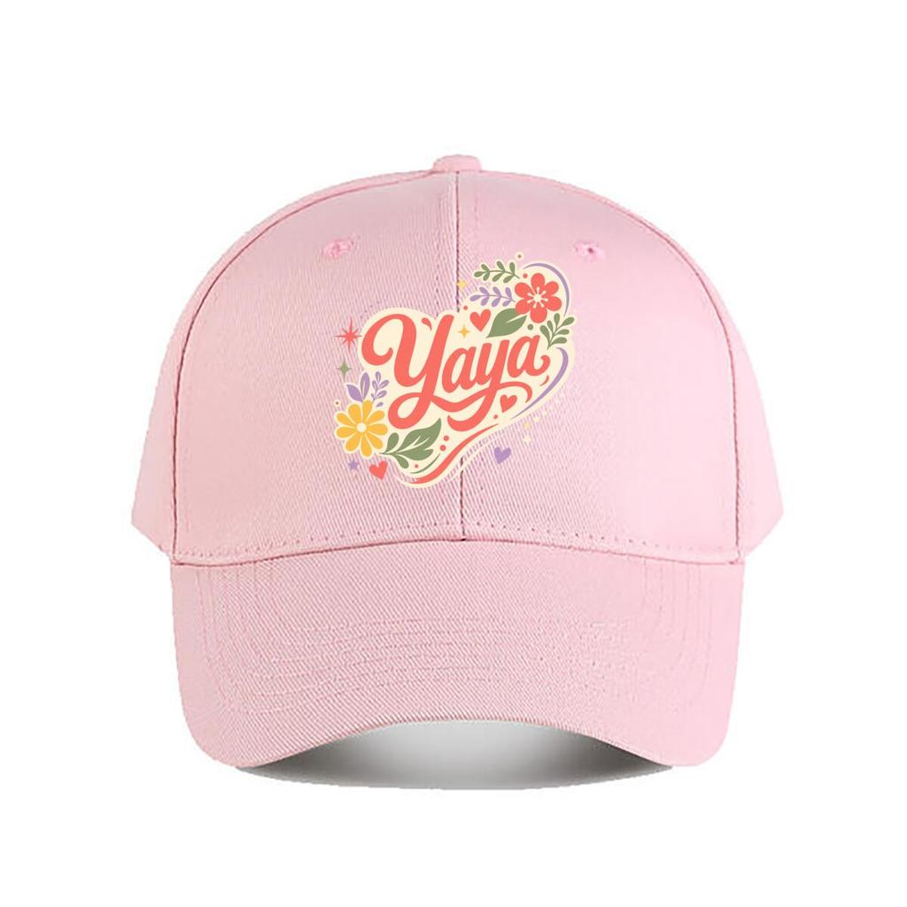 Yaya Heart Script Floral Emblem Baseball Cap Fashion Outdoor Sports Sunhat Unisex Snapback Cap Womens