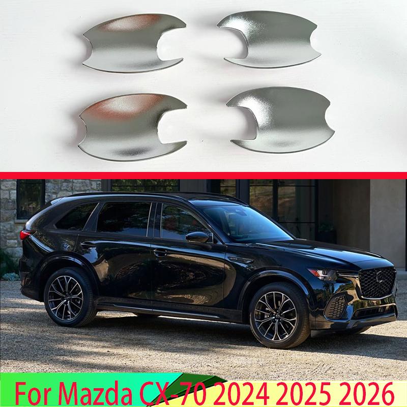 For Mazda CX-70 2024 2025 2026 Car Accessories ABS Chrome Door Handle Bowl Cover Cup Cavity Trim ert Catch Molding Garnish